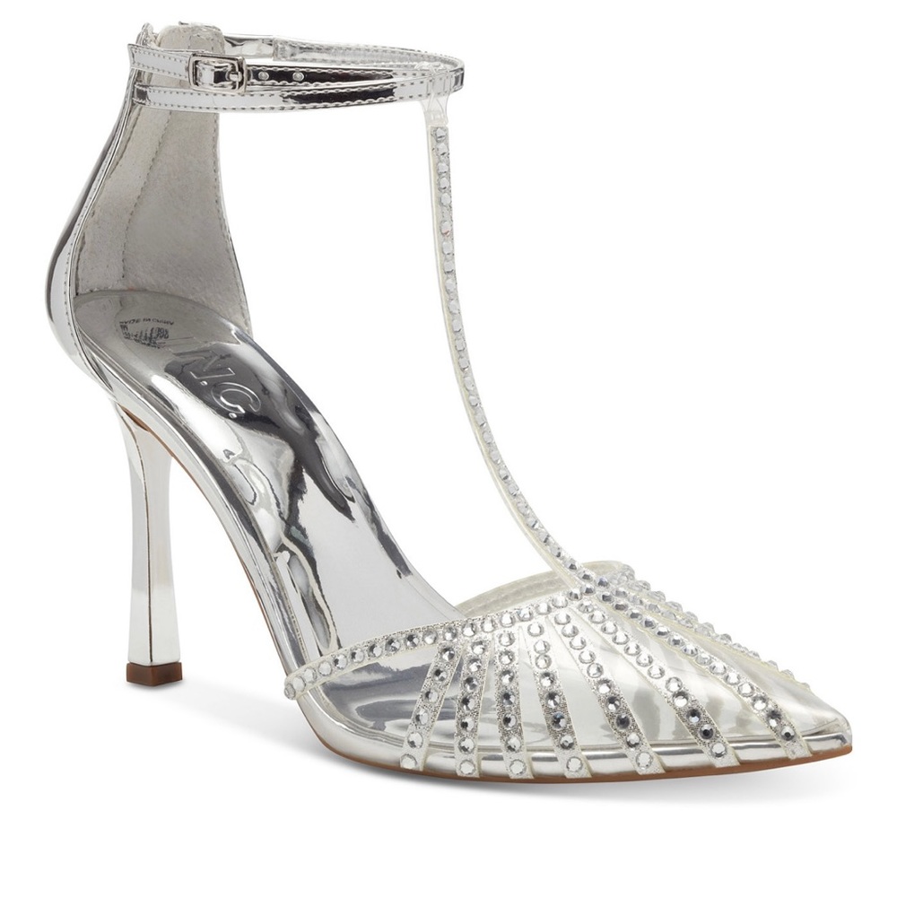 INC International Concepts® chic T-strap profile and subtle shimmer Sovena pumps - Picture 2 of 6